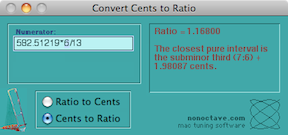 IntervalCalc in Cents to Ratio
Mode