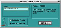 IntervalCalc in Cents to Ratio
Mode